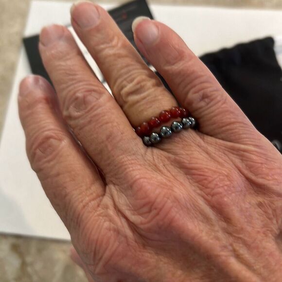 Gem Stone Beaded Stack Rings NEW - Picture 4 of 4